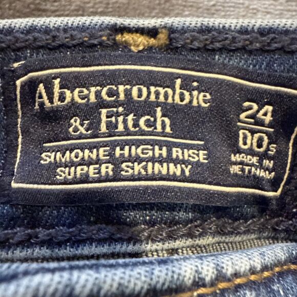 Abercrombie & Fitch Jeans Size 24/00S Simone High Rise Super Skinny Distressed - Picture 5 of 11